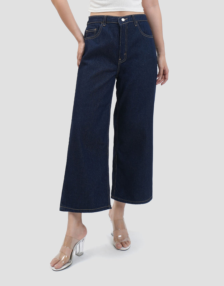 Connexion Mid Rise Crop Back Elastic Celana Kulot Wanita