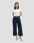 Connexion Mid Rise Crop Back Elastic Celana Kulot Wanita
