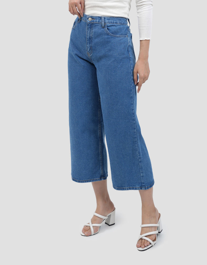 Connexion Mid Rise Crop Back Elastic Celana Kulot Wanita