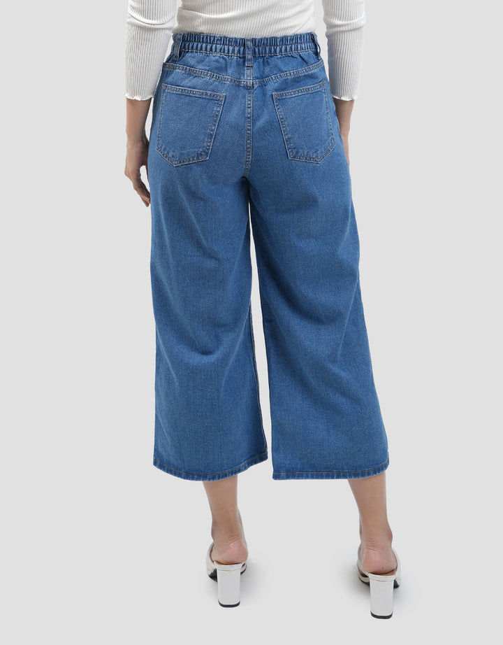 Connexion Mid Rise Crop Back Elastic Celana Kulot Wanita