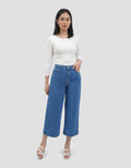 Connexion Mid Rise Crop Back Elastic Celana Kulot Wanita