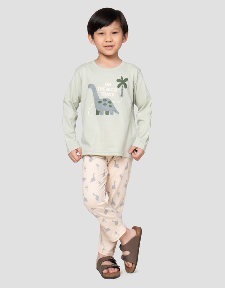 Little M Jersey Dino Track Setelan Piyama Anak Laki-laki