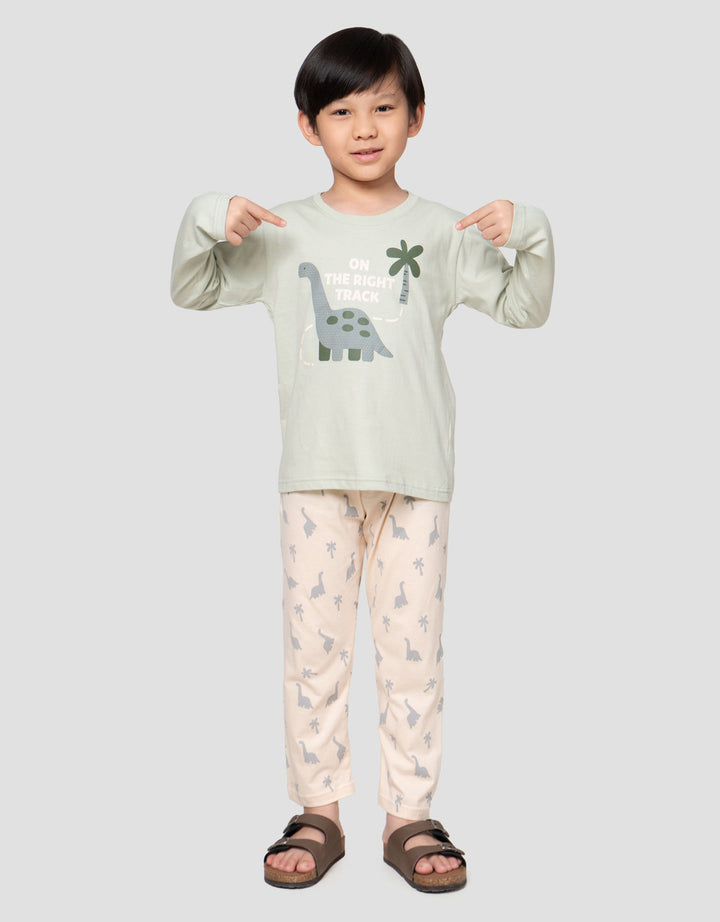 Little M Jersey Dino Track Setelan Piyama Anak Laki-laki