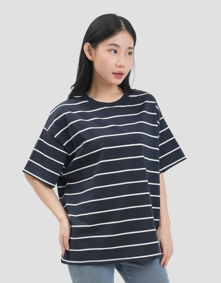 Nevada Stripe Kaos Oversize Wanita
