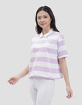 Nevada Boxy Stripe Kaos Kerah Wanita
