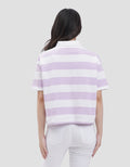 Nevada Boxy Stripe Kaos Kerah Wanita