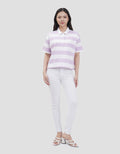 Nevada Boxy Stripe Kaos Kerah Wanita