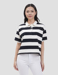 Nevada Boxy Stripe Kaos Kerah Wanita