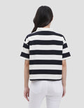 Nevada Boxy Stripe Kaos Kerah Wanita