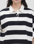 Nevada Boxy Stripe Kaos Kerah Wanita