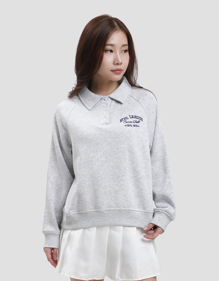 Nevada Fleece Raglan Cut W Collar Sweater Wanita