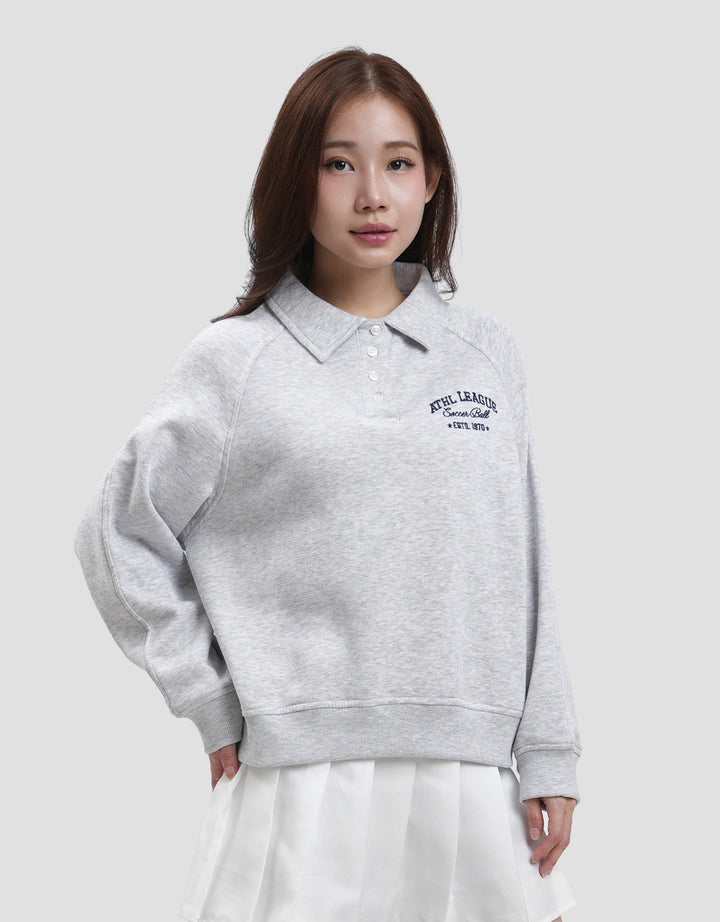 Nevada Fleece Raglan Cut W Collar Sweater Wanita
