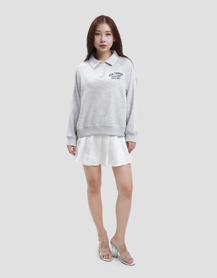 Nevada Fleece Raglan Cut W Collar Sweater Wanita