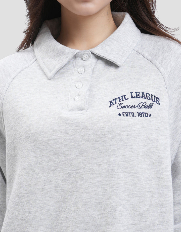 Nevada Fleece Raglan Cut W Collar Sweater Wanita