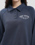 Nevada Fleece Raglan Cut W Collar Sweater Wanita