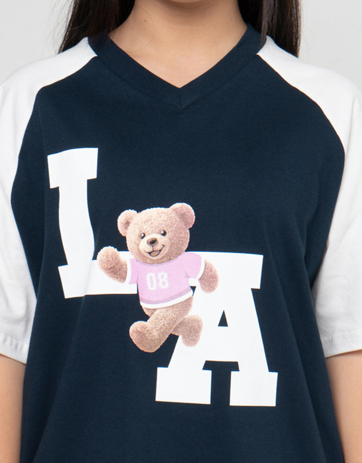 Nevada Raglan La Kaos Oversize Anak Perempuan