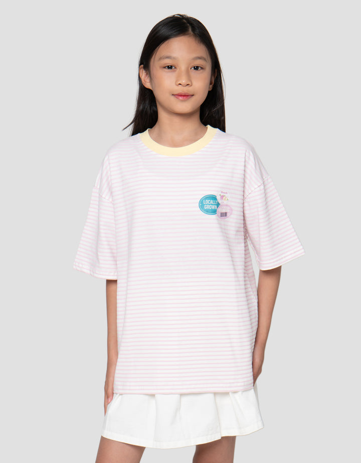 Nevada Stripe With Back Print Kaos Oversize Anak Perempuan