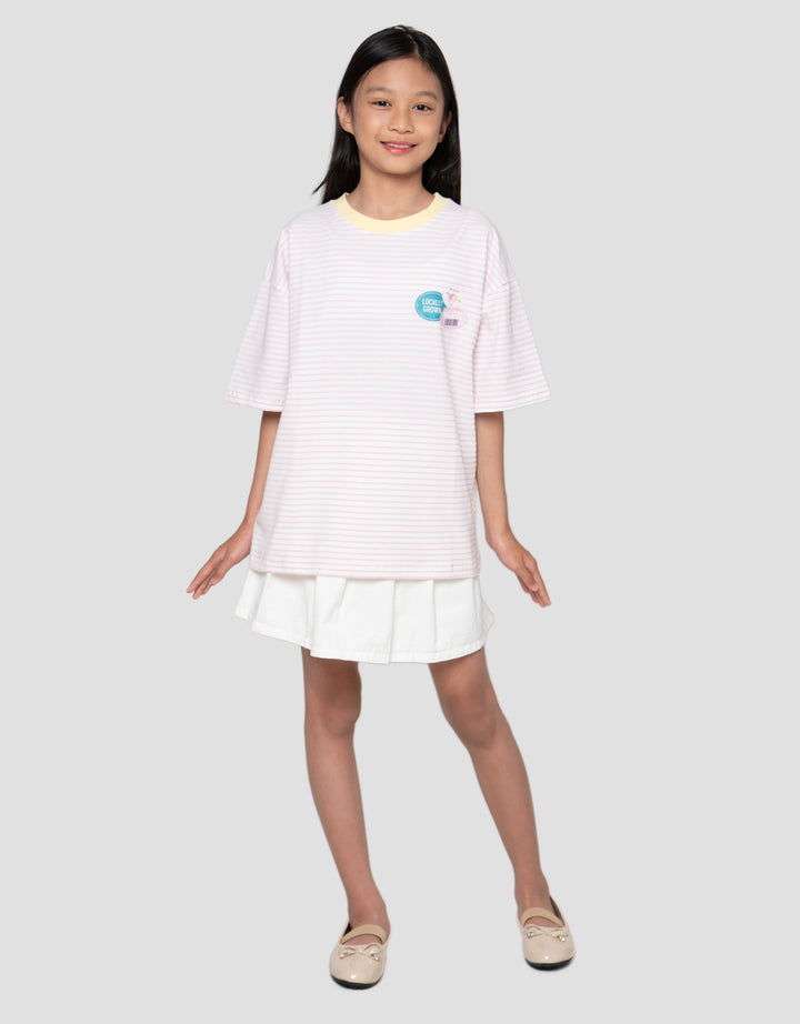 Nevada Stripe With Back Print Kaos Oversize Anak Perempuan