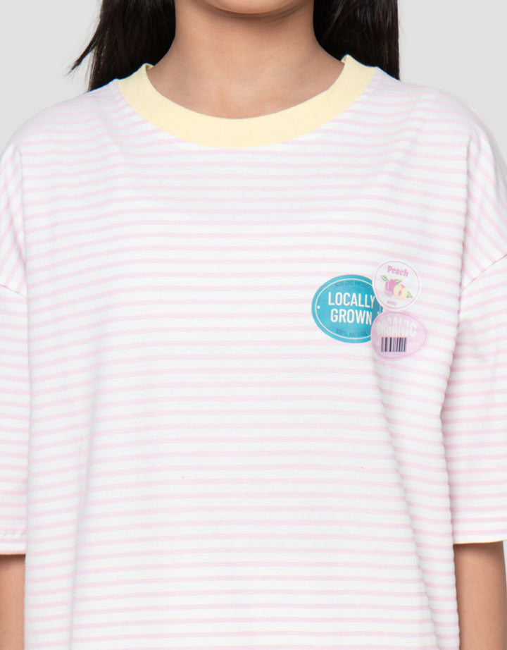 Nevada Stripe With Back Print Kaos Oversize Anak Perempuan