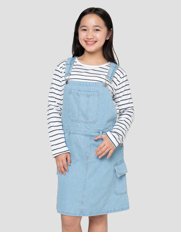 NEVADA MIDI DRESS DENIM OVERALL WITH INNER ANAK PEREMPUAN