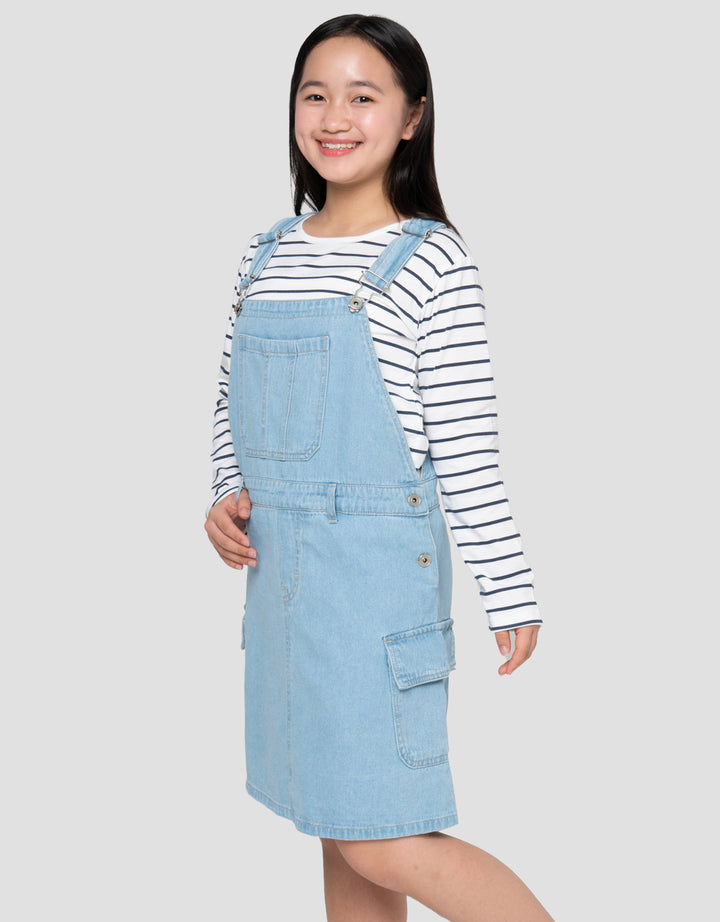 NEVADA MIDI DRESS DENIM OVERALL WITH INNER ANAK PEREMPUAN