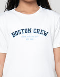 Nevada  Rib Bordir Boston Crew Kaos Anak Perempuan