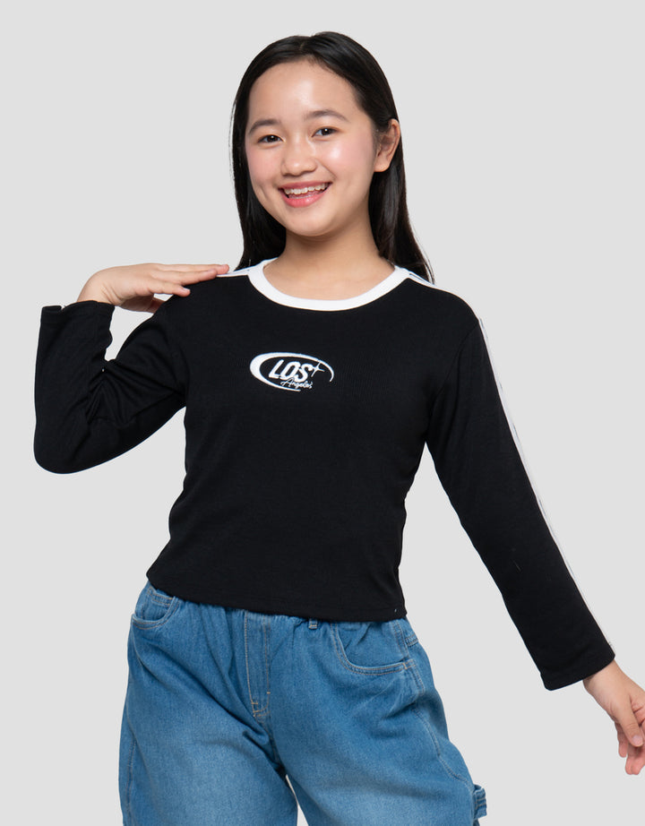 Nevada Stripe Embro Kaos Anak Perempuan