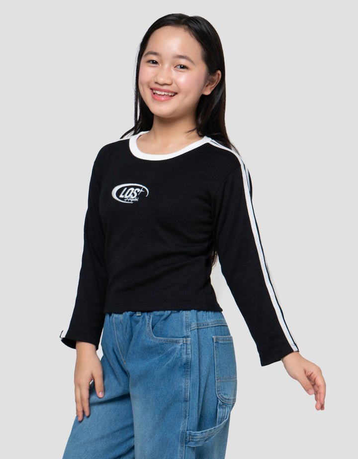 Nevada Stripe Embro Kaos Anak Perempuan
