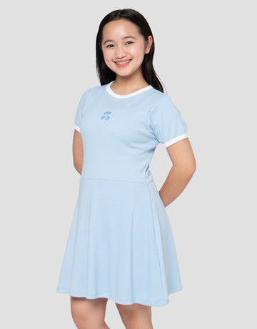 NEVADA RIB BORDIR DADA MIDI DRESS ANAK PEREMPUAN