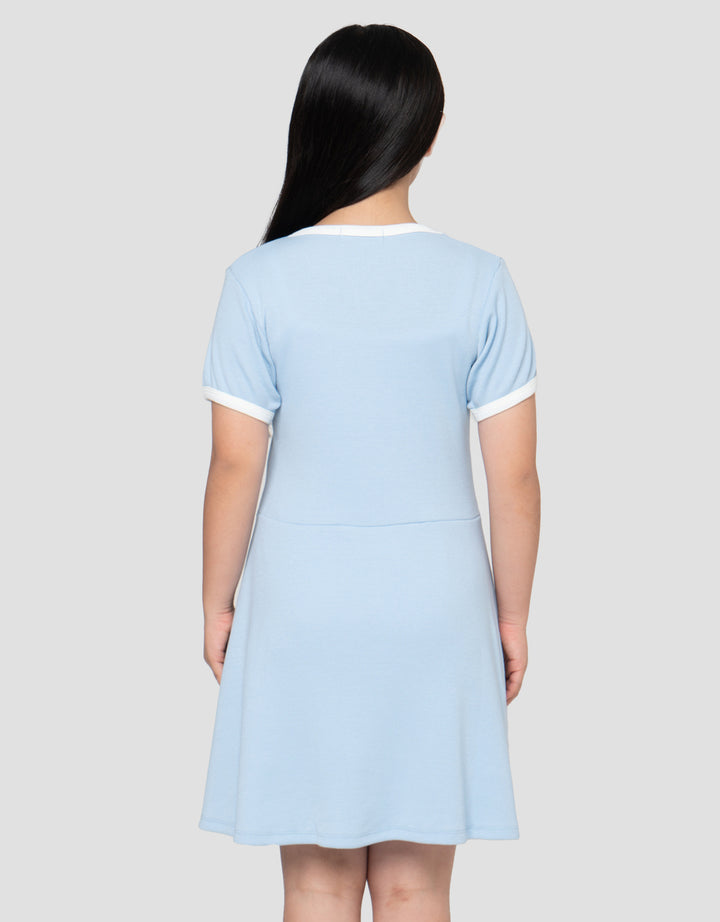 NEVADA RIB BORDIR DADA MIDI DRESS ANAK PEREMPUAN