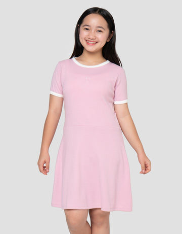 NEVADA BORDIR DADA MIDI DRESS LENGAN PENDEK ANAK PEREMPUAN