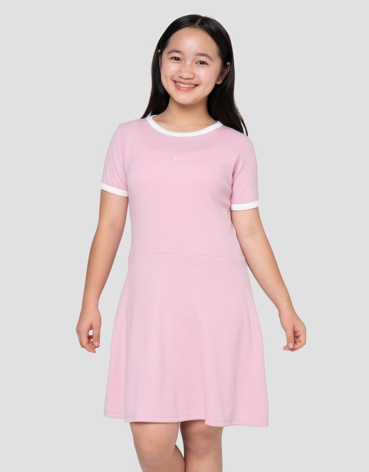 NEVADA BORDIR DADA MIDI DRESS LENGAN PENDEK ANAK PEREMPUAN