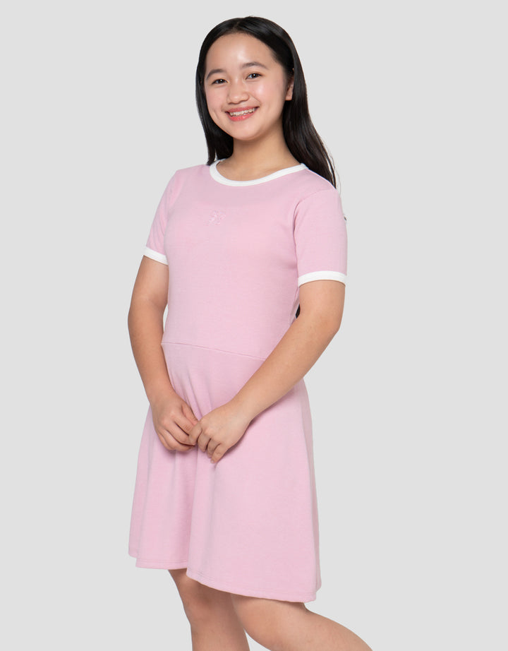NEVADA BORDIR DADA MIDI DRESS LENGAN PENDEK ANAK PEREMPUAN