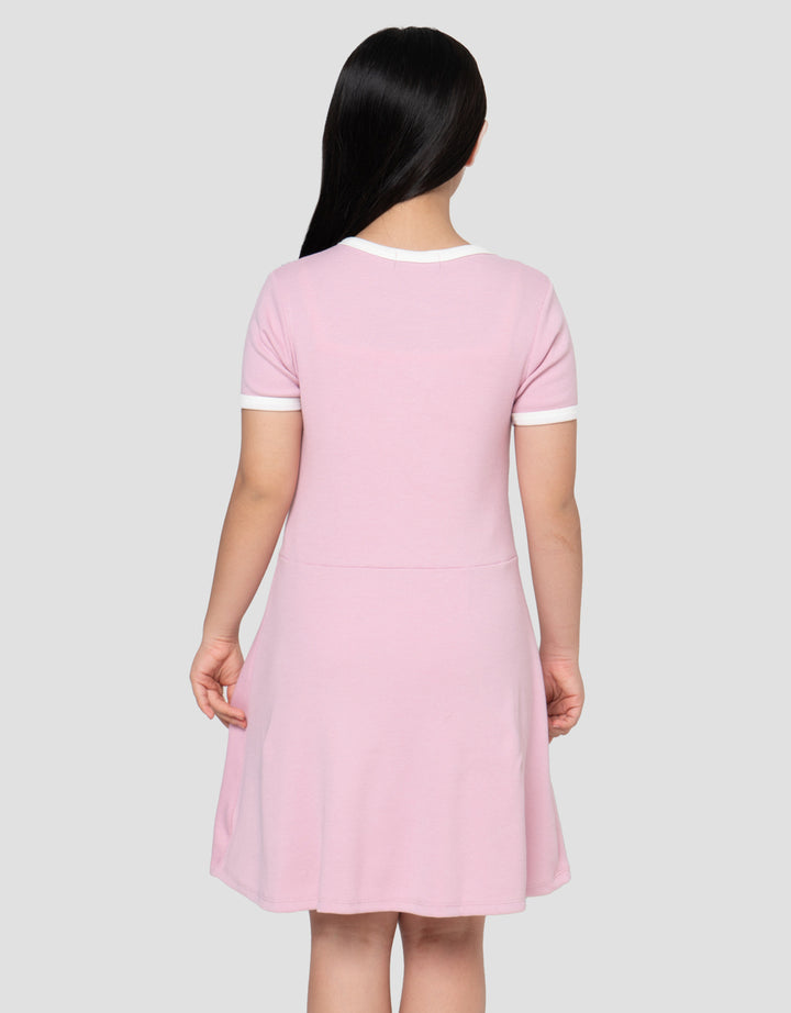 NEVADA BORDIR DADA MIDI DRESS LENGAN PENDEK ANAK PEREMPUAN