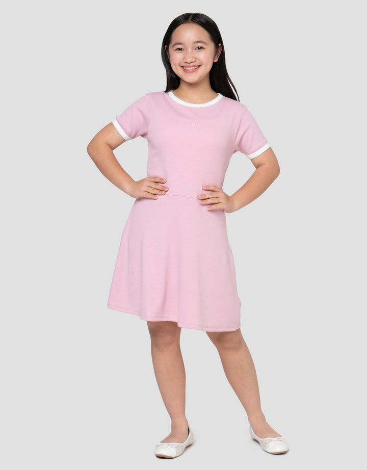 NEVADA BORDIR DADA MIDI DRESS LENGAN PENDEK ANAK PEREMPUAN