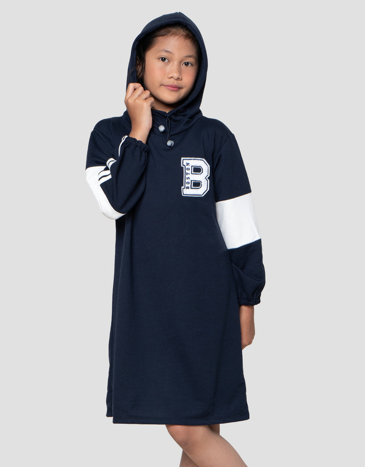 Nevada Hoodie Stoper Aplikasi Dress Anak Perempuan