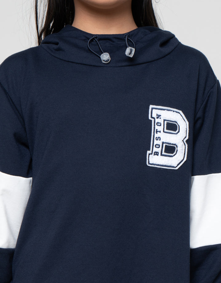 Nevada Hoodie Stoper Aplikasi Dress Anak Perempuan