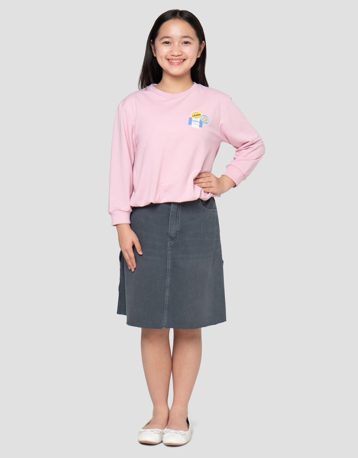 NEVADA APLIKASI SABLON BORDIR SWEATER ANAK PEREMPUAN