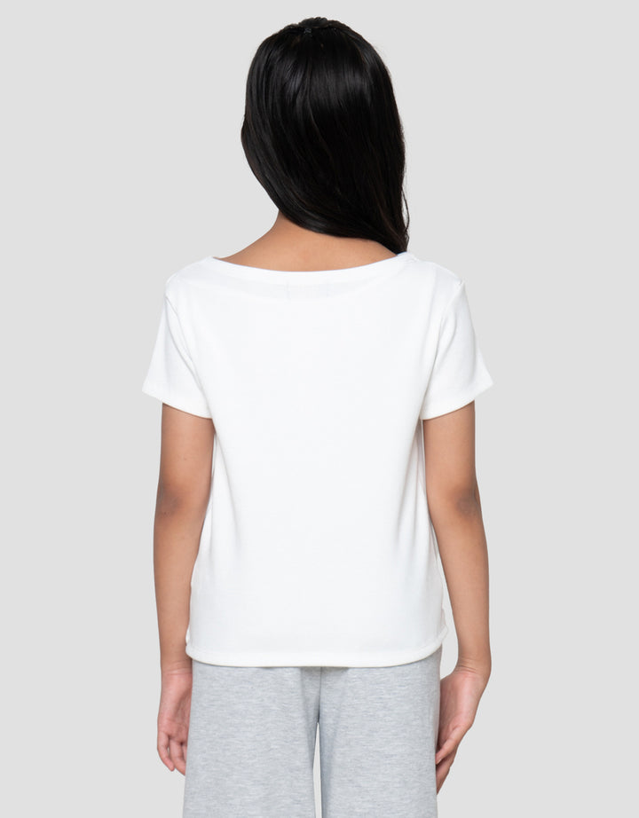 Nevada  Rib Boat Neck Just Chill Cherry Kaos Anak Perempuan