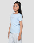 Nevada  Rib Boat Neck Aplikasi Iconic Bow Kaos Anak Perempuan