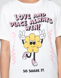 Nevada  Sablon Quote Love and Peace Kaos Anak Perempuan