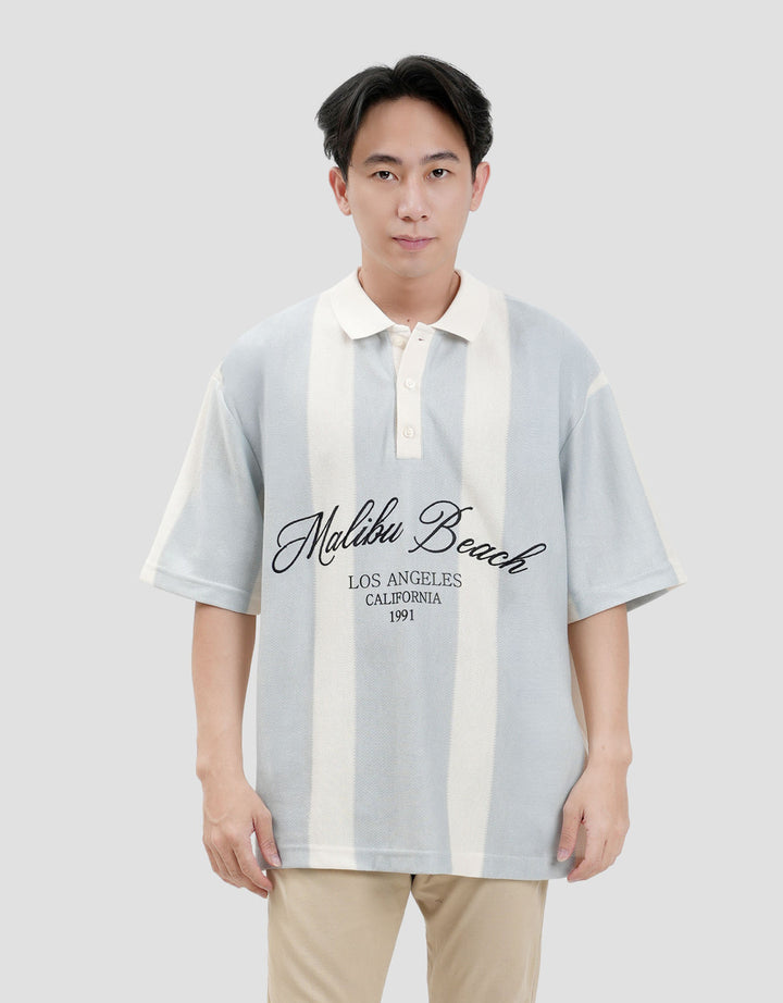 Nevada Stripe Vertical Varsity Look - Style 1 Kaos Polo Oversize Pria