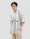 Nevada Stripe Vertical Varsity Look - Style 1 Kaos Polo Oversize Pria