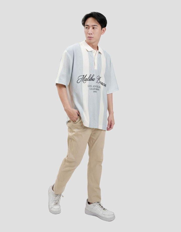 Nevada Stripe Vertical Varsity Look - Style 1 Kaos Polo Oversize Pria