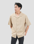 Nevada Stripe Linen Teksture Camp Collar - Boxy Fit Kemeja Pria