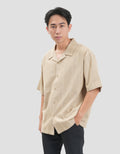 Nevada Stripe Linen Teksture Camp Collar - Boxy Fit Kemeja Pria