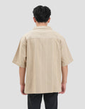 Nevada Stripe Linen Teksture Camp Collar - Boxy Fit Kemeja Pria