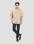 Nevada Stripe Linen Teksture Camp Collar - Boxy Fit Kemeja Pria