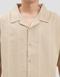 Nevada Stripe Linen Teksture Camp Collar - Boxy Fit Kemeja Pria