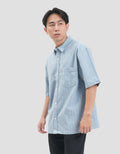 Nevada Stripe Texture Reg Collar - Boxy Fit Kemeja Pria